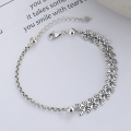 wholesale S925 Sterling Silver Trendy and Versatile Small Fresh Design Sense Spliced Small Bead Wheat Shape Bracelet-0-0