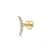 wholesale S925 Sterling Silver Metal Tassel Chain With Crystal Accent Heart Flat Threaded Ear Cartilage Stud-Single gold #5