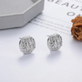 wholesale S925 Sterling Silver Cross-Border Europe and America Round Mesh Button Design Stud Earrings, Internet-Famous Fashion Versatile Earrings for Women-0-2