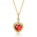 wholesale 925 Silver Gold Plated Japanese New Luxury Vintage Garnet Heart Necklace, Minimalist Design Pendant-0-0