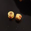 wholesale Sterling Silver Thick Gold Plated Inlaid with South Red Barrel Bead DIY Handmade Accessory Bracelet String DIY Decoration Fittings Beads-0-5