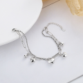 wholesale S925 Sterling Silver Japanese Korean Minimalist Sweet and Versatile Small Bead Three-Dimensional Little Heart Pendant Bracelet-0-1