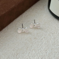 wholesale S925 Sterling Silver Korean-style Sandblasted Bow Earrings, Simple and Fashionable, Fresh and Delicate Earrings-0-3