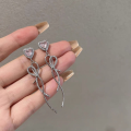 wholesale S925 Sterling Silver Ribbon Bow Ear Drop Korean Style Minimalist Niche Stud Earrings Design Sense Temperament Versatile Earrings-0-1