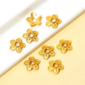 wholesale Gold-plated Silver Antique Flower Bead Cap, S925 Sterling Silver Gold-plated 9mm Spacer, Vintage Gold Components for DIY Bracelet Bead Stringing-0-2