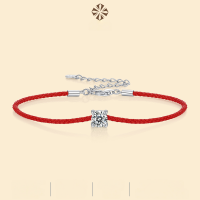 wholesale S925 silver adjustable new stylish moissanite guardian rope bracelet with luxurious temperament for couples' zodiac year red string-50 point Moissanite bracelet