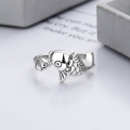 wholesale S925 Sterling Silver Retro Ethnic Style Resin Enamel Lotus Pod Auspicious Koi Fish Meaningful Adjustable Ring-0-2