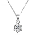 wholesale S925 Sterling Silver Cross-border Women's Moissanite Classic Six-Prong Simulated Diamond Pendant Necklace Zhou's Style Source Factory-0-0