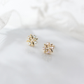 wholesale S925 Sterling Silver Nalan Ear Studs for Women, Korean Style Small Fresh Single Diamond Oval Smooth Surface Square Flower Ear Accessories G6066-0-1