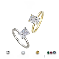 wholesale S925 Sterling Silver Cross-Border Hit 6*8mm Square-Cut Moissanite Ring for Women, Geometric Moissanite Design, Light Luxury-Gold 2-carat Moissanite Ring (Lemon Yellow)  US Size 8