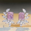 wholesale S925 Sterling Silver TikTok Viral Radiant Cut Stud Earrings Zirconia High Carbon Diamond Ice Cut Wholesale-0-0