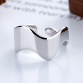 wholesale S925 Sterling Silver Hip-Hop Irregular Twisted Wave Pattern Adjustable Ring, Minimalist Style Versatile Statement Ring for Women-0-3