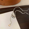 wholesale S925 Sterling Silver Wave Pattern Smiley Fringe Pendant Necklace, Unique Design, Heavy Duty Luxury Ins Style Women's Choker-0-5