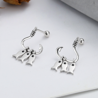 wholesale S925 Sterling Silver Korean Japanese Minimalist Style Creative and Cute Little Fish Earrings with Tassel Ear Studs for Women-YFR046/approx. 2g 925 silver