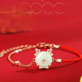 wholesale Metal material first: Chao Xiaobai Zodiac Dragon Year Birth Year Red Bracelet and Hetian Jade Bracelet for Women, Chinese-style Trendy Birth Year Necklace-0-2