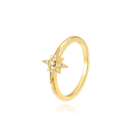 wholesale S925 Sterling Silver Octagram Ring With Inlaid Zircons, A Light Luxury Classic-Gold No. 7