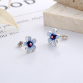 wholesale S925 Sterling Silver Vintage Resin Enamel Exquisite Floral Fresh and Artistic Ethnic Style Lady Earrings-0-1