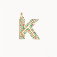 wholesale S925 Sterling Silver Luxury 26-letter Colored Zircon Initial Pendant, Cross-border Choker Necklace For Women-Gold Pendant-K