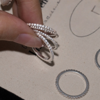 wholesale S925 Sterling Silver Exquisitely Simple Fashion Minimalist Niche Luxury Stackable Cold Style Row Diamond Ring R02339-S925 Silver Ring 1.4MM US 6