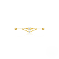 wholesale S925 Sterling Silver Industrial Piercing Chain Barbell Threaded Ear Cartilage Stud-Single gold #2