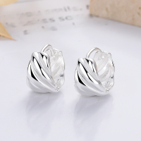 wholesale S925 Sterling Silver Geometric Creative Twist Design Earrings, Trendy and Versatile Ins Style Ear Clasps-434HR/approximately 4.8g/pair 925 silver