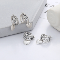 wholesale S925 Sterling Silver Irregular Multi-Layer Patchwork Smiling Heart Pendant Exquisite Ear Clasp Korean Version Ins Minimalist Style for Women-184FR/matt finish approx. 5.8g 925 silver