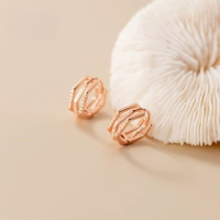 wholesale S925 Sterling Silver Polygon Diamond Ear Clasp ING Minimalist Geometric Three-Layer Earrings G9492-S925 silver pair rose gold 925 silver