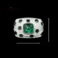 wholesale 925 Silver Gold-Plated Ring with High Carbon Diamond Setting, Muzo Green Sugar Loaf, Popular High-End Jewelry for Women-0-1