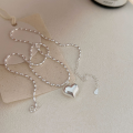 wholesale S925 Sterling Silver Korean-style Love Necklace, Ins Style, Minimalist, Forest-themed, Versatile Collarbone Chain with a Premium Feel-0-2