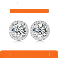 wholesale S925 Sterling Silver Ice Moissanite Stud Earrings, Light Luxury Minimalist Elegant Style, Women's Best-Selling Hit on Independent Sites-Platinum 0.5 carat*2