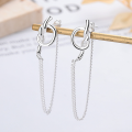 wholesale S925 Sterling Silver Simple and Elegant Knot Design Tassel Chain Earrings Cross-Border Euro-American Ins Style Earrings-0-1