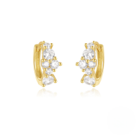 wholesale S925 Sterling Silver Rectangle Zircon Cross Ear Clasp,。-Gold#1 925 Silver