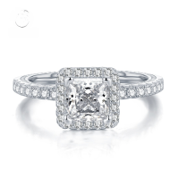 wholesale S925 Silver Princess-Cut 6*6 High-Carbon Diamond Full Pavé Micro-Set Ring, European and American Style New Arrival by Moojing-R399 White Diamond No. 6