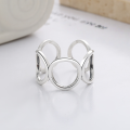 wholesale S925 Sterling Silver Korean Style Geometric Minimalist Open Ring with Hollow Circle Design-0-1