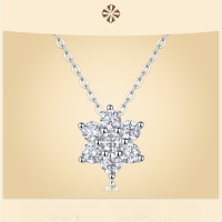 wholesale 925 Silver New Trendy Snowflake Necklace for Women, Fade-Resistant, Elegant Gift with Moissanite, High-End Sense Collarbone Chain-Moissanite