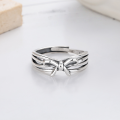 wholesale S925 sterling silver multi-layer bow-shaped ring with a fresh and sweet Korean-style design, worn on the index finger for women-0-1
