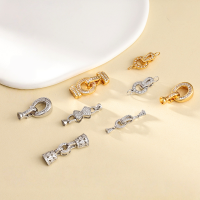 wholesale Metal Material: 925 Silver Gold Plated Zircon Pearl Necklace Clasp Connector Universal Clasp DIY Silver Jewelry Accessories-Silver circle necklace clasp
