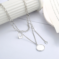 wholesale S925 Sterling Silver Women's Necklace with Small Pendant Design, Double Layer Fringe, Hollow English Round Pendant, and T Letter-YL200/approx. 19.2g 925 silver