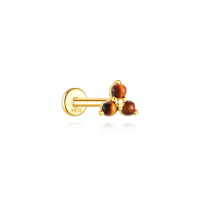 wholesale S925 Sterling Silver Natural Tiger's Eye Flat Head Threaded Ear Cartilage Stud, European Best-selling French Style Ear Jewelry-Single gold #4