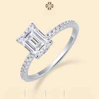 wholesale S925 Silver Metal, European and American New Ins Style Ring for Women Non-Tarnish, Cross-Border Live Streaming Moissanite Ring High-Quality Goods-Moissanite 1.5 carats US 5