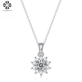 wholesale 925 Sterling Silver Fashionable New Style Sunflower Pendant Necklace for Women, Moissanite, Non-Fading, European and American Style, Live Streaming Ready, In Stock-0-1