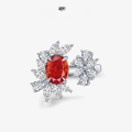 wholesale 925 Silver Openable Ring with Spey Jewelry's New 2ct 7*9mm Oval Ice-Cut Padparadscha-Colored High-Carbon Diamond-0-0