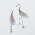 wholesale S925 Sterling Silver Korean Style Small Fresh Butterfly Wing Shell Pearl Synthetic Pearl Long Earrings E5272-0-0
