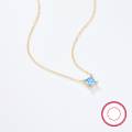 wholesale S925 Sterling Silver Minimalist and Sophisticated Women's Collarbone Necklace with Colored Square Zirconia Pendant, Cross-Border Hot-Sale Jewelry-0-7