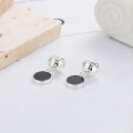 wholesale S925 silver fashionableirregular concave black drip glue creative design ear stud earrings-0-1