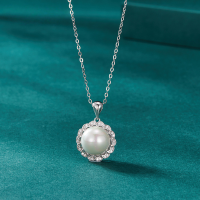 wholesale S925 Sterling Silver Vintage Korean Retro Light Luxury Minimalist Zircon Pendant Accessory Flower Pearl Collarbone Chain Necklace for Women Wholesale-Single Pendant - Without Chain 925 Silver