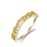 wholesale Gold K Royal Style Hollowed-out Vine Plain Gold Ring for Women, Exquisite and Versatile Stackable Finger Ring, Yili Jewelry 24 New Collection-10k gold vine plain gold ring 8# (Meido)