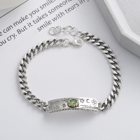 wholesale 925 Sterling Silver Korean-style Street Graffiti Fashionable Personality Green Zircon Inlaid Unique Trendy Bracelet for Men and Women-YS200M/approx. 16.6g>925 silver