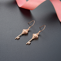 wholesale S925 Sterling Silver Minimalist Diamond Key-shaped Zircon Ear Studs, Korean Style Popular Women's Earrings-Ear hooks 925 silver