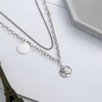 wholesale S925 Sterling Silver Korean-style Double-layer Circle Chain with "I Love You" Pendant and Queen Head Necklace-YL218/approx. 22.8g>925 silver